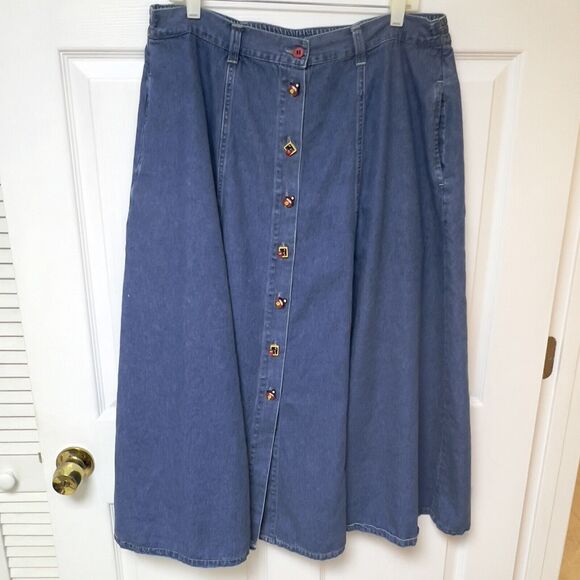 Victoria Jones Vtg 2 Pc Vest‎ Skirt Set Sz 1X~2X Teacher Denim Starburst Weave - Picture 7 of 16